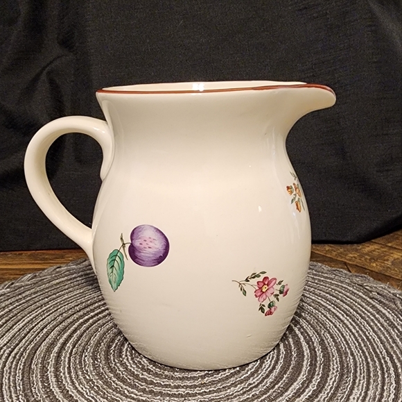 Source Unknown Other - Ceramic Pitcher - Vintage Fruit design -